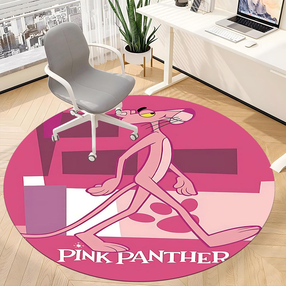 1pc Pink Panther Office Round Area Rug, Under Office Chairs Bedroom Living Room Home Decor a1022312