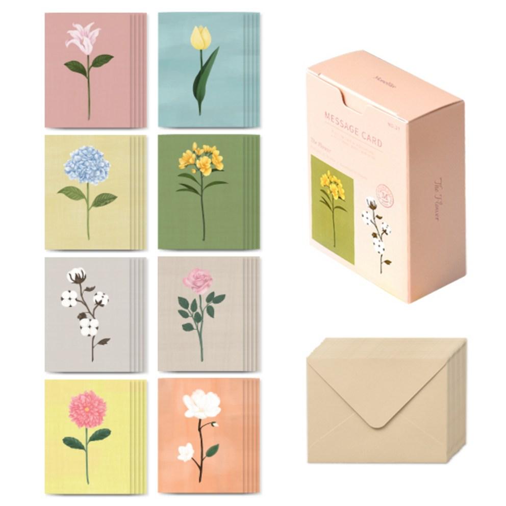 Monolike Message Card 40p + Envelope 20p, Double Flower, 1 Set