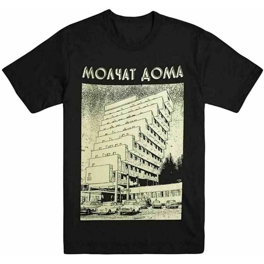 

Molchat Doma Этажи Шикарный принт повседневная мода уличная одежда тренд лето мужчины женщины универсальная футболка с коротким рукавом 70516 S чёрный