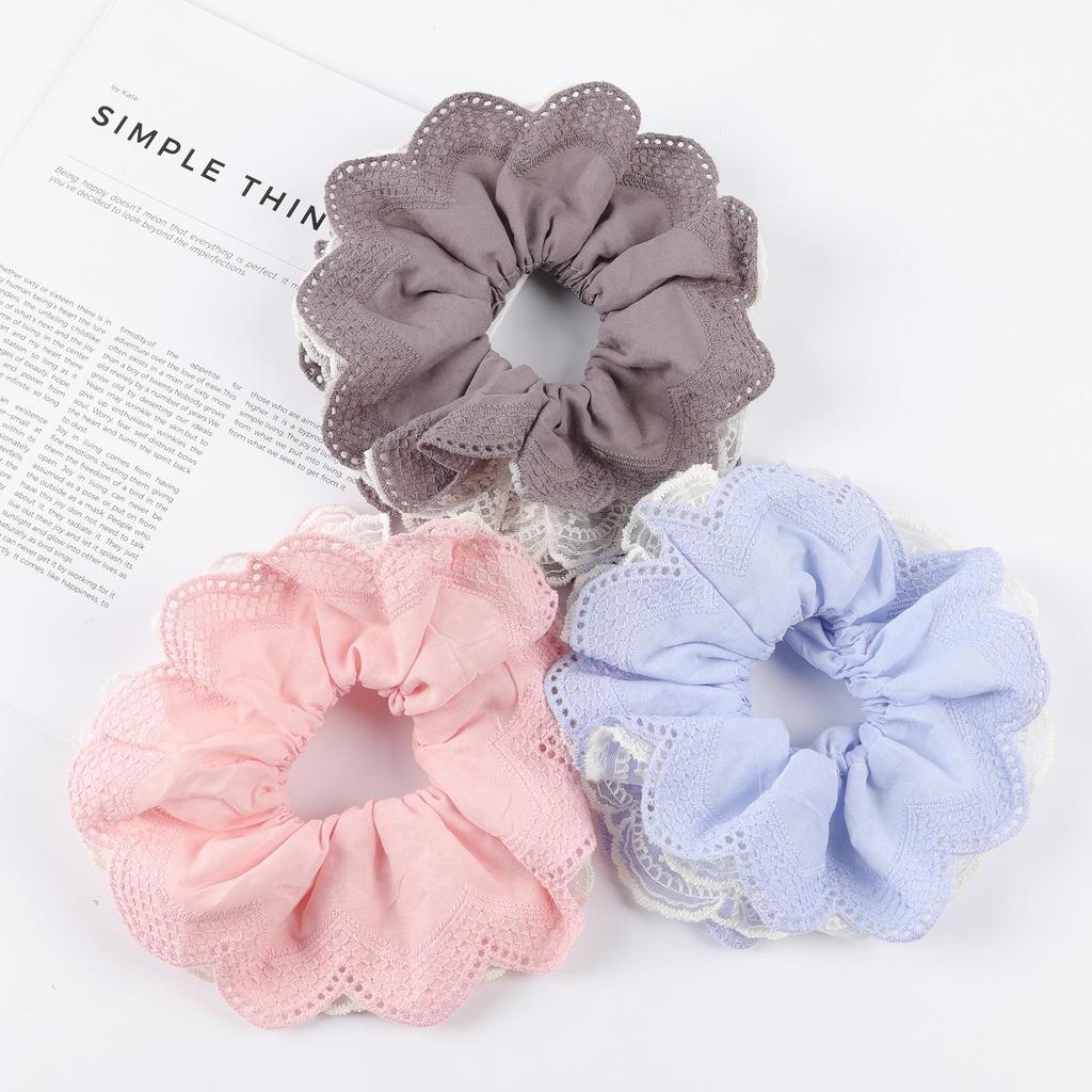 Influencer Double Layer Lace Hair Tie - Simple Large Fabric Hair Accessory with Rubber Band