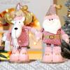 New Christmas Snowman Telescopic Doll Pink Santa Claus Xmas Ornament Cute Knitted Elk Doll