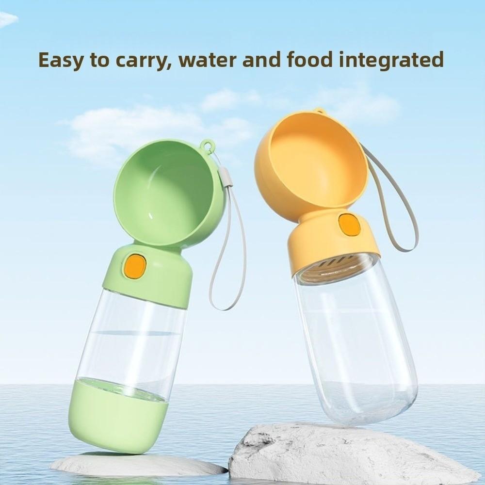 2 in 1 Pet Water Bottle Transparent Easy To Clean Pet Food Containers Plastic with Strap Dog Drinking Bottle Garden