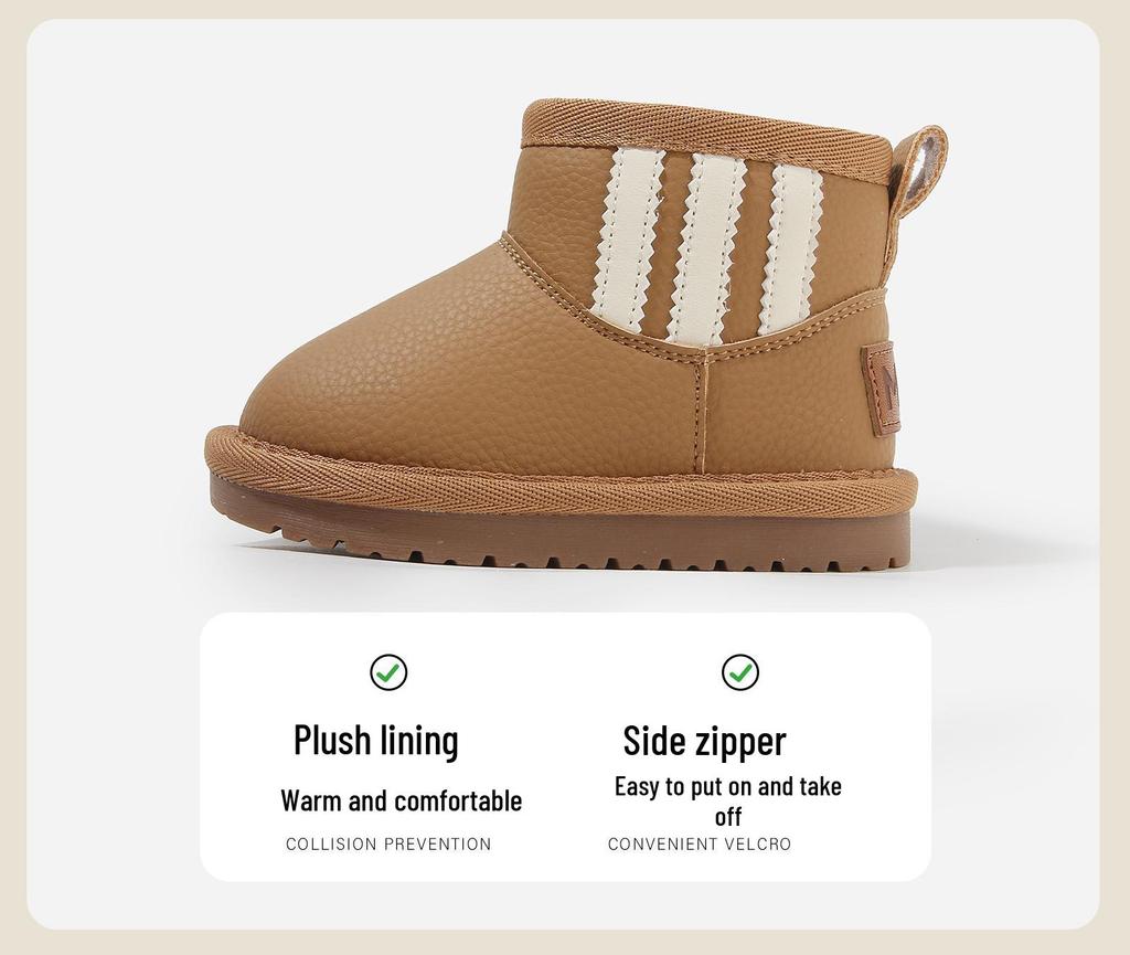 2025 Winter Kids' Warm Shoes - Korean Style Non-Slip Snow Boots with Thick Soft Cotton Soles for Boys and Girls