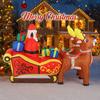 8.2FT Christmas Inflatable Toys Xmas Yard Lawn Party Decoration Santa Sleigh Reindeer Gift Bag Home Xmas Supplies Ornament LED