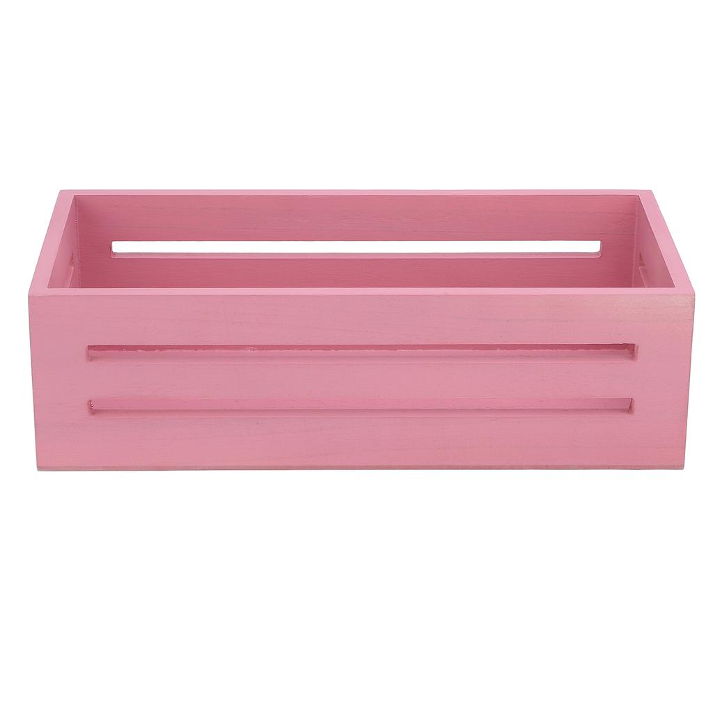 12.99 X 6.1 X 3.94in Wooden Storage Basket Multifunctional Pink Storage Crate Box for Bathroom
