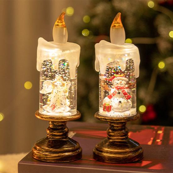 Christmas Flameless LED Candles Battery Operated Santa Snow Decorative Lamp Home Porch Tabletop Party Decor