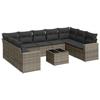 VidaXL Salon de Jardin avec Coussins 10 pcs, Canapés de Terrasse, Ensemble de Meubles de Patio, Mobilier d'Extérieur, Gris 3251747