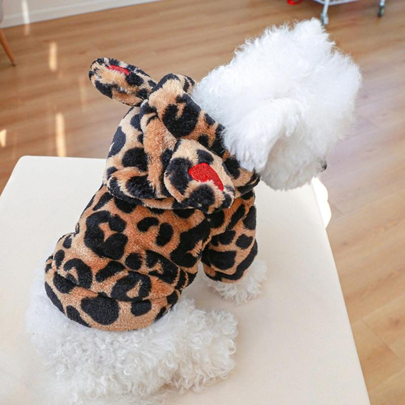 Pullover Dog Coat Dog Hoodies Dog Coat With Hood Dog Clothes Leopard Dog Hoodie