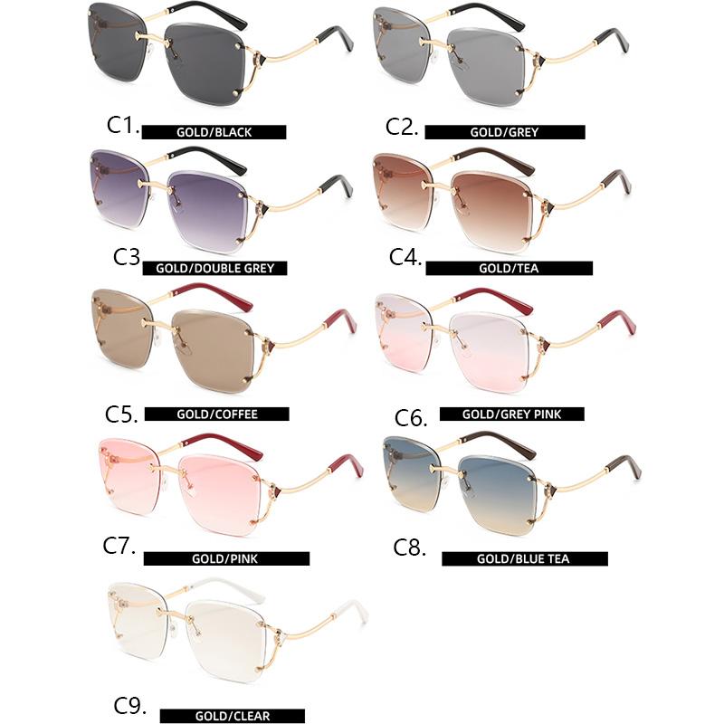Square Metal Frameless Design Sunglasses for Men and Women Fashion Trendy Outdoor Sunscreen Sunshade Glasses