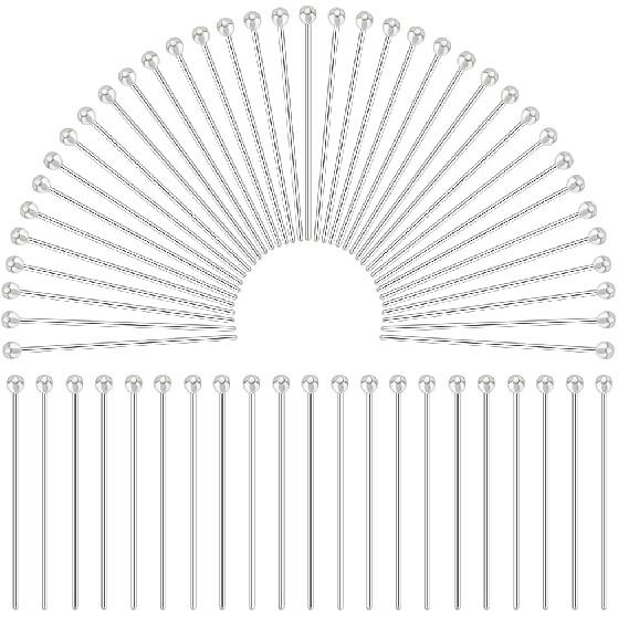 PH PandaHall 60pcs 925 Sterling Silver Ball Head Pins, 20mm Jewelry Making Pins Headpin 24 Guage Bendable Pins for Beading Dangle Earring Bracelet