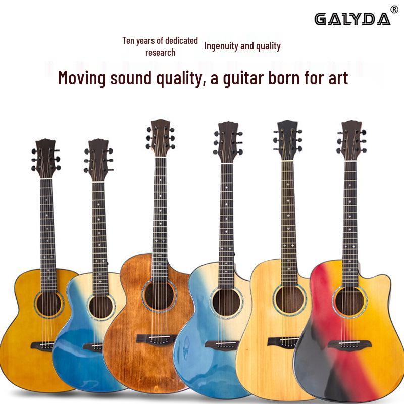 41-inch Spruce Top Acoustic Guitar - Bright Finish, Beginner Friendly, Wooden Design