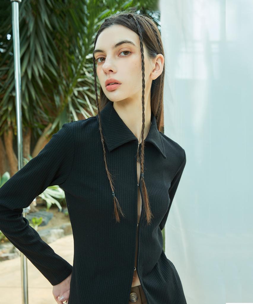 Latizen L9 Cutout Collar Top(Black)