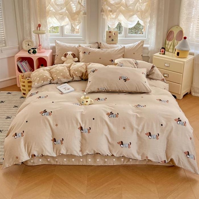 2025 New Spring and Summer Quilt Cover Three-piece Skin-friendly Grinding 13070 High-count Cotton Four-piece Bedding