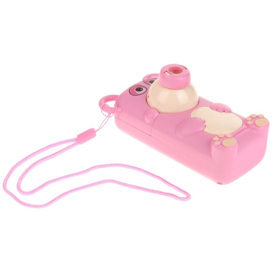 Teddy Bear Projector for Drawing Handy Projector 48 Slides Lanyard Stand - Pink