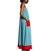 Europäischer Stil Gestreiftes High-End Spaghettiträger Maxikleid Sommer Elegant Urlaub Damenbekleidung