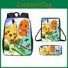 Pattern Pikachu Backpack Shoulder Bag Pencil Case Three Piece Set