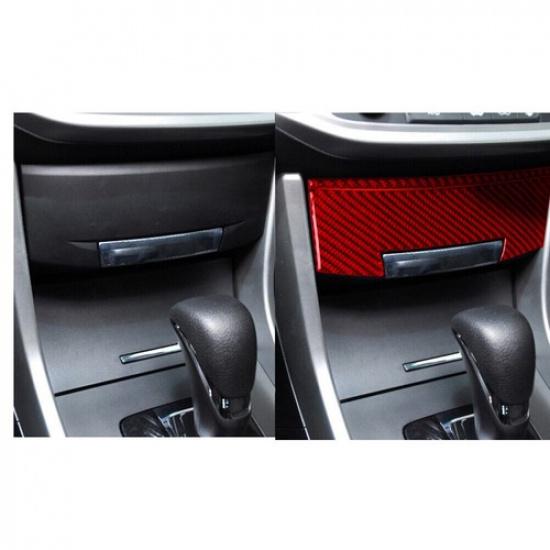 2Pcs For Honda Accord 2013-2017 Red Carbon Fiber Central Storage Box Cover Trim