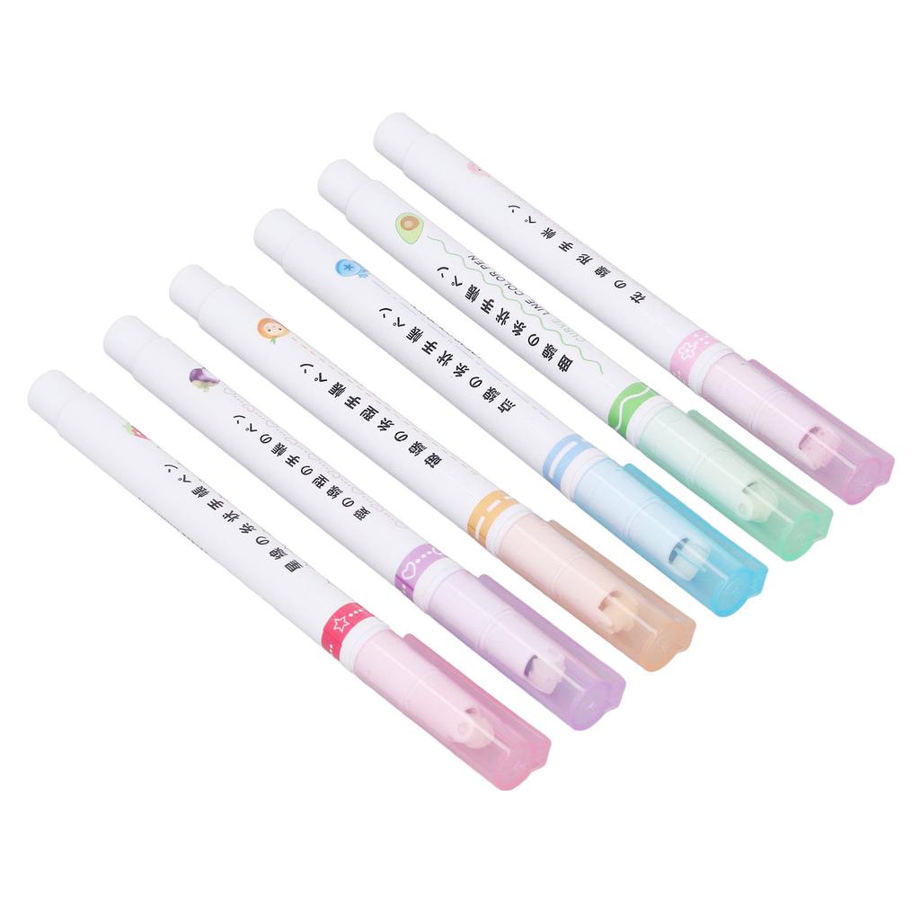 Outline Markers 6 Colors 6 Different Curves Shapes Smoothing Writing Large Capacity Outline Pens