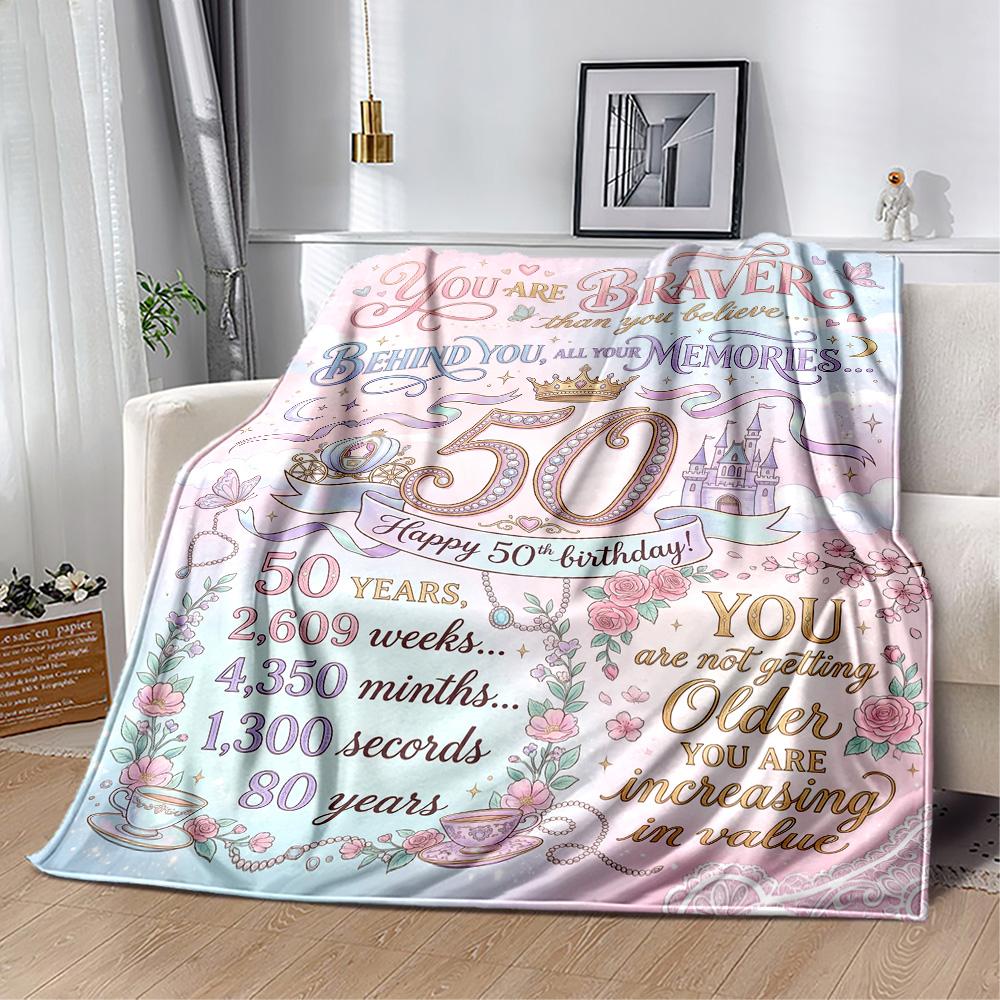 50th Anniversary Celebration Flannel Blanket-Soft and Suitable for Sofas,Beds,Offices,Travel,All Seasons,Great Gift for Holidays and Birthdays.