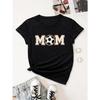Women'S Casual T-Shirt with MOM Soccer Ball Print for All-Season Short Sleeve Tee Round Neck