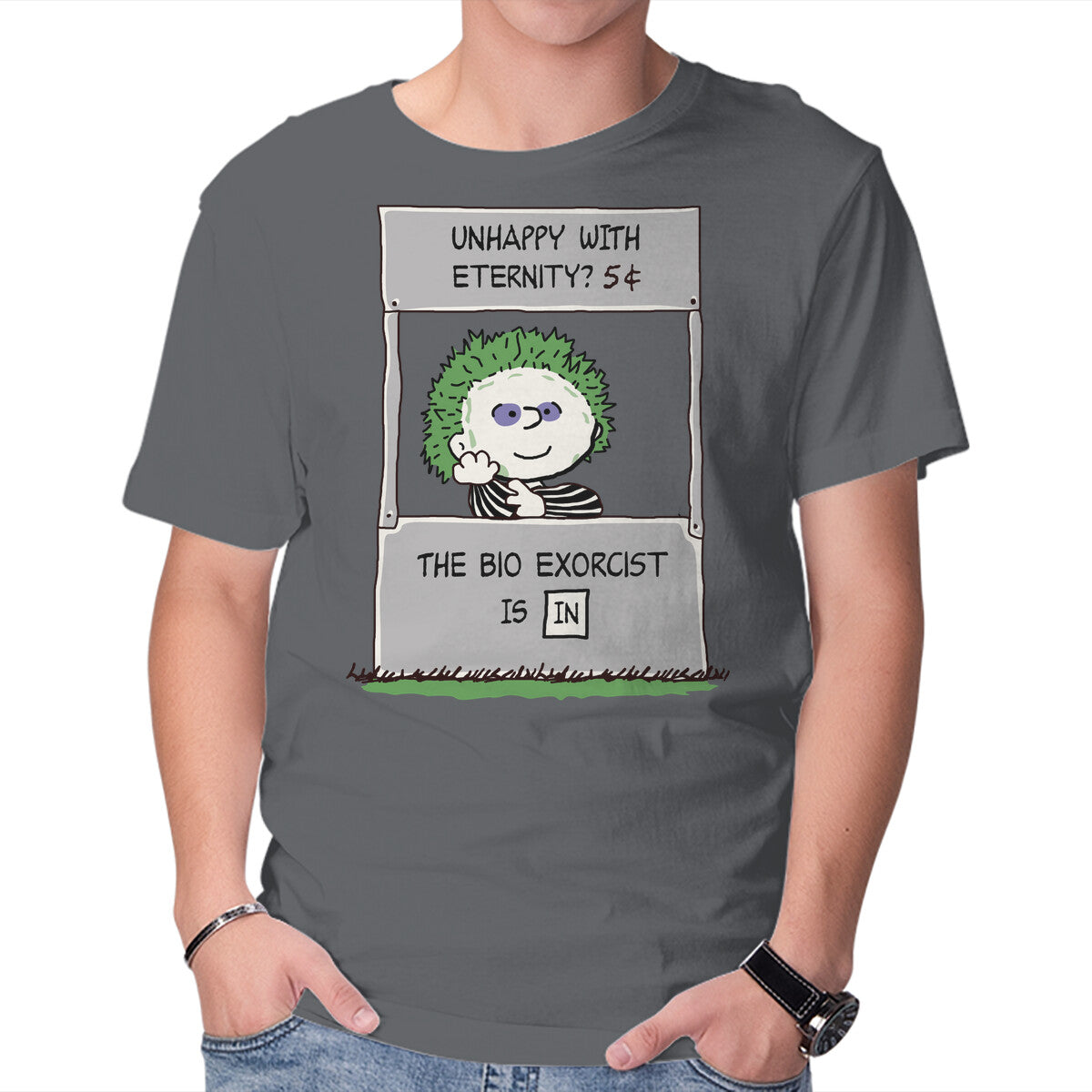 Unisex Crew Neck T-Shirt Bio Exorcist Consultancy Graphic Short Sleeve Casual Tee XXXL