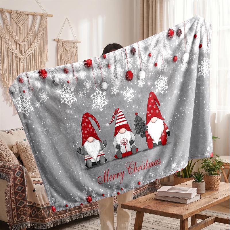 Christmas Flannel Throw Blanket Soft Warm Cozy For Sofa Bed Indoor Home Use Great Holiday Gift