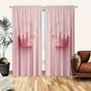 2PCS Pink Crown Curtains   Polyester Material Design with Rod Bags   Bedroom   Home Decoration