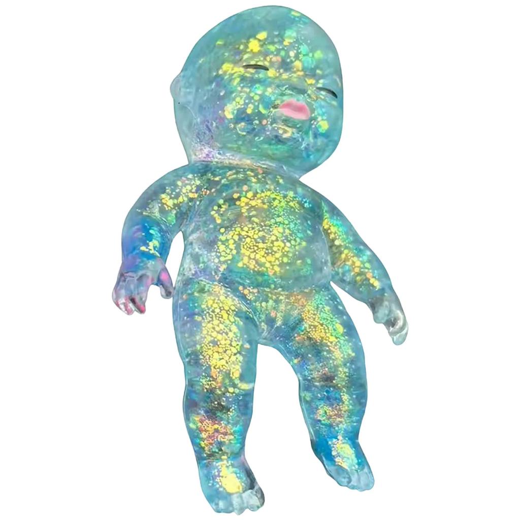 Squishy Babies Glitter Soft Moldable Cute Squishy Slow Rise Relaxing Sensory Fidget Relief Anxiety Stress Fun Desk Accessory for Adults Blue
