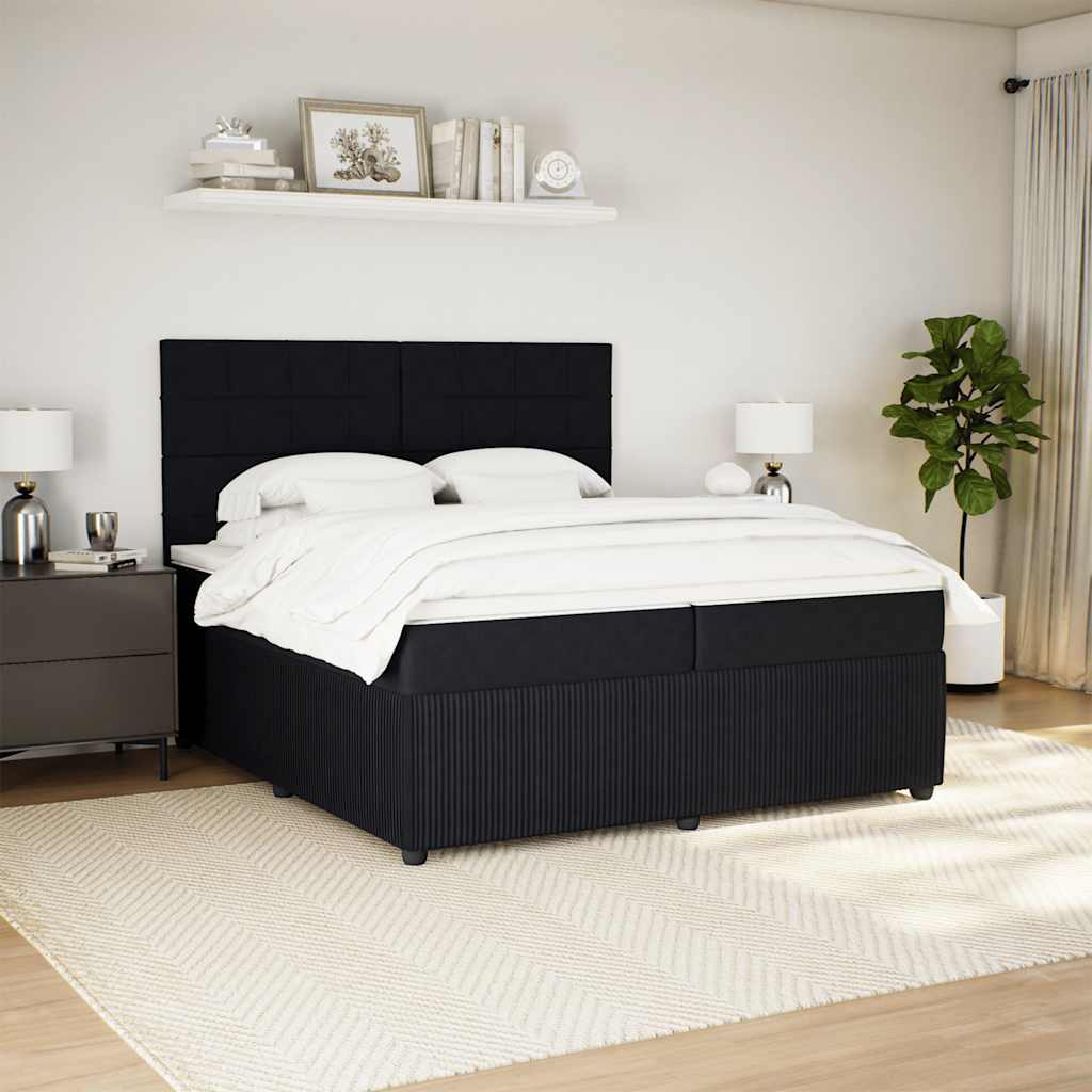 Box Spring Bed with Mattress Black 200x200 cm Velvet