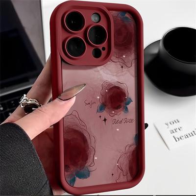 Vintage Rose Art Flower Creative Silicone Phone Case For iPhone 15 14 13 11 12 Pro Max X XS Max 7 8 Plus XR SE SE2022 Women Shockproof Soft Back Cover