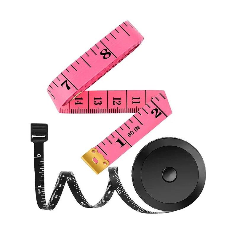 2 Pcs BlackTape Measure Measuring Inches Mini Portable Measuring Clothing Tailor Tape Measure Waist Circumference