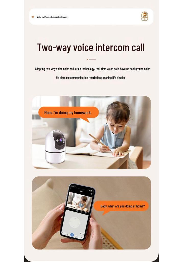 Smart Indoor Wireless Pan-Tilt Camera with One-Key HD Monitoring