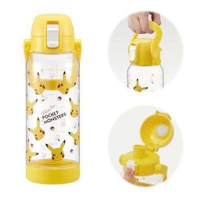 Skater Drink Marker Bottle 1L Easy See Amount Drunk Handle Water Plastic Pocket Monster Pikachu Face PDMK10-A Sports Outdoor