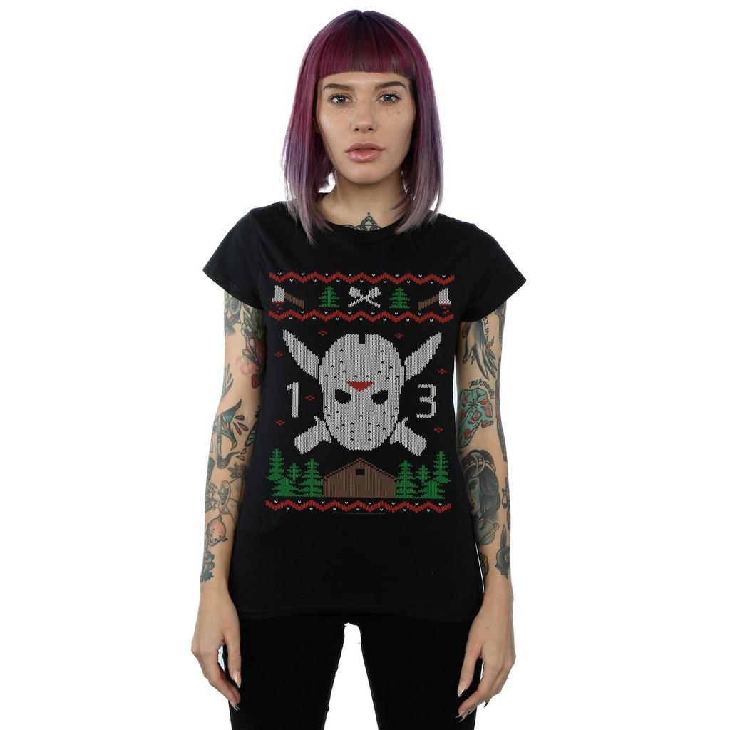 Friday 13th Womens/Ladies Christmas Fair Isle Cotton T-Shirt