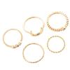 5pcs Crystal Finger-ring Set Bohemian Moon Midi for Women Brief Jewelry Gift