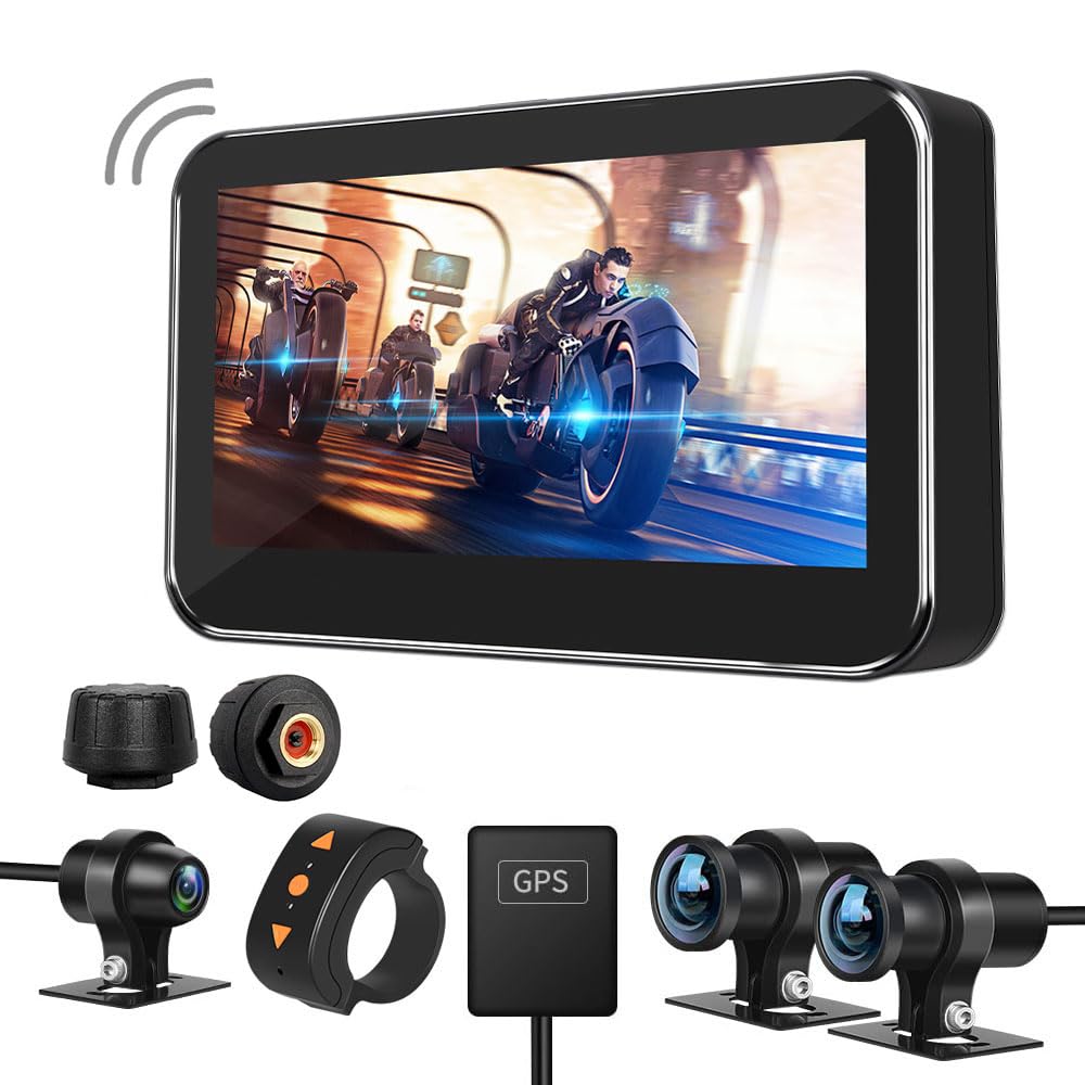 VSYSTO Motorcycle Dash Cam F4.5Pro (3 Cameras, TPMS, GPS & Wi-Fi)