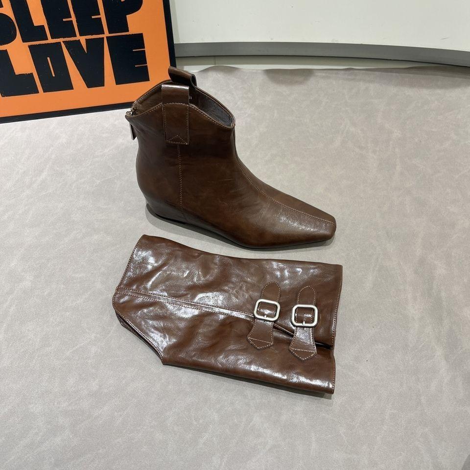 2025 autumn and winter new heightening stacking boots European and American style knight boots women's two wear removable sleeve short boots pointed