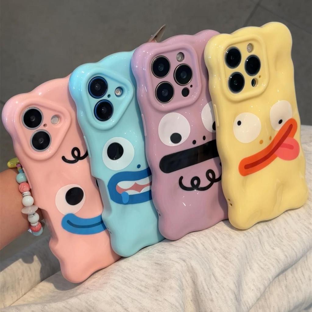 Fun and funny expressions apply to Apple iPhone16/17Pro mobile phone case 14 wavy clouds 15 fine holes 13 soft
