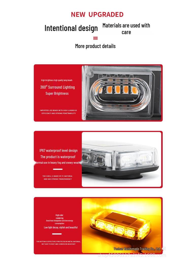 48LED Magnetic Roof Strobe Light: Emergency Warning for 12v-24v Vehicles