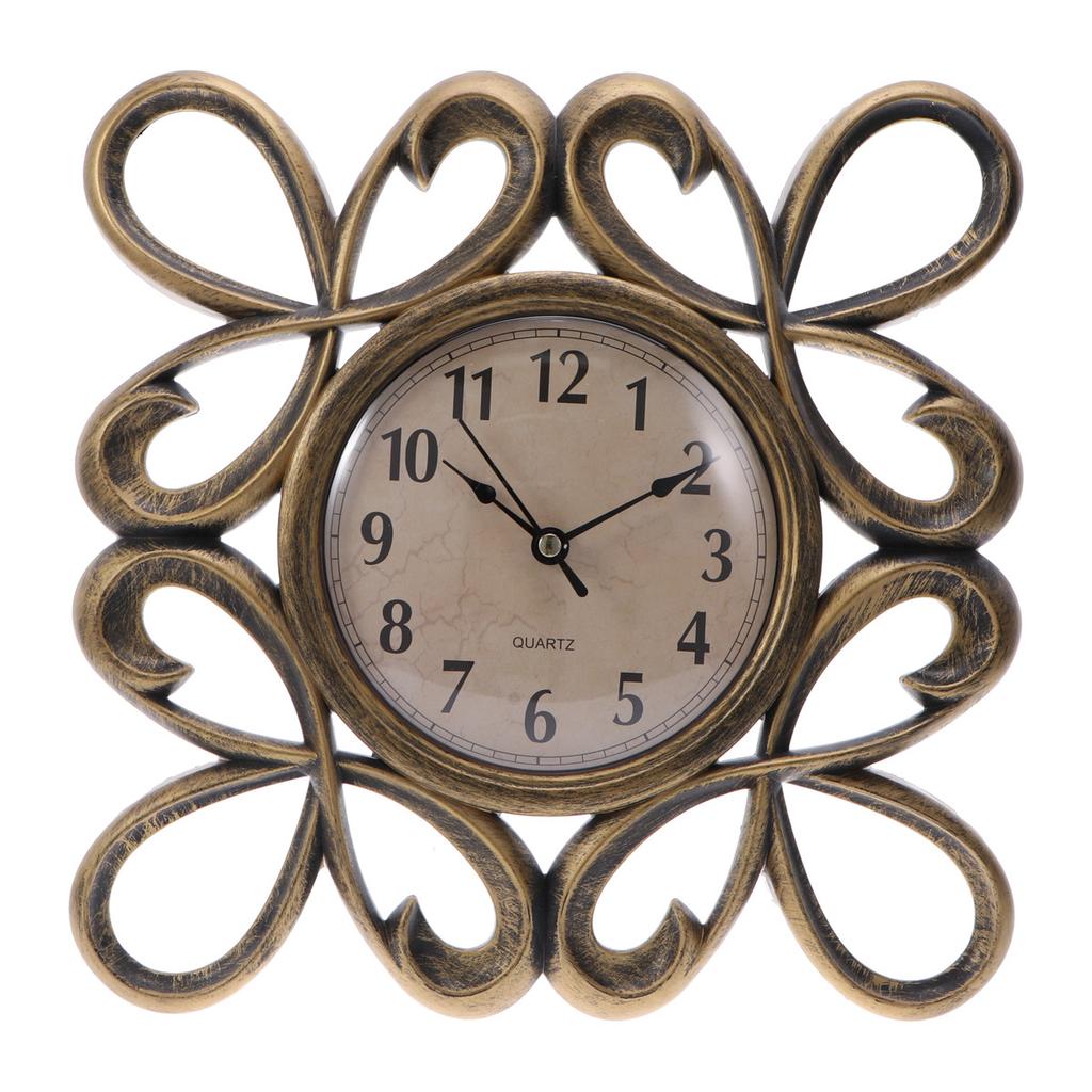 10 Inch European Vintage Wall Clock Hollowed-Out Design Non-Ticking Decorative Timepiece for Bedroom Living Room Hallway