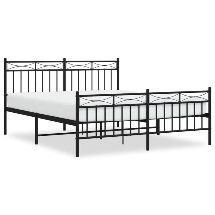 VidaXL Cadre de lit métal avec tête de lit-pied de lit noir 160x200 cm 373712