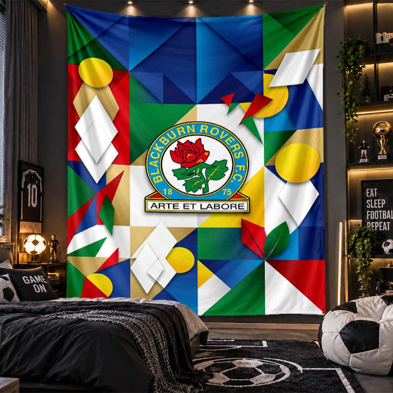Wall Hanging Tapestry Blackburn Rovers Football Print Cloth for Living Room Bedroom Home Decor