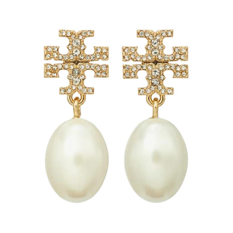 Tory Burch Double T Design Brass Earrings Women earrings Gold Blue Green 158536-137 Gold