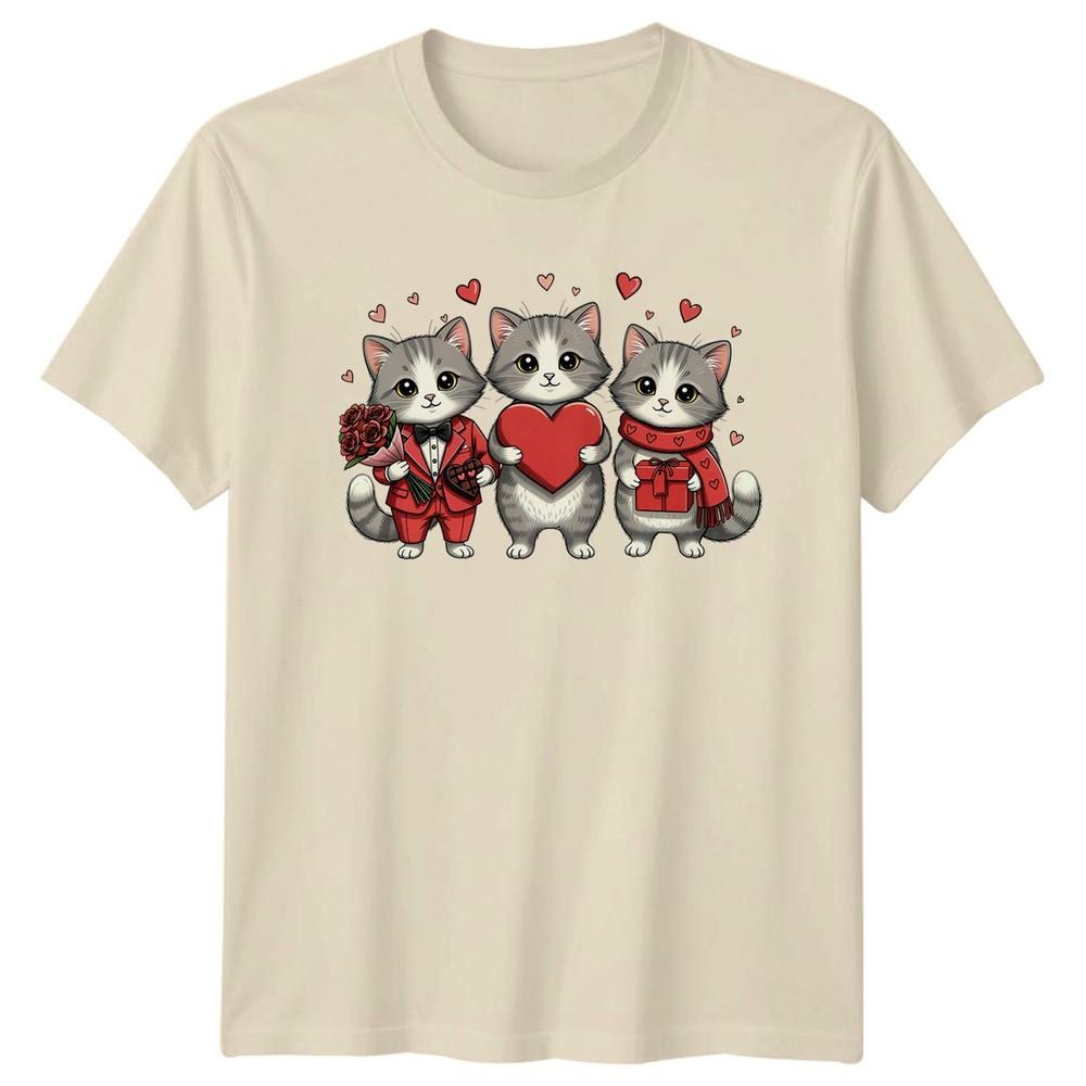 Three Cute Kittens Giving Flowers TShirt Valentines Day Cats