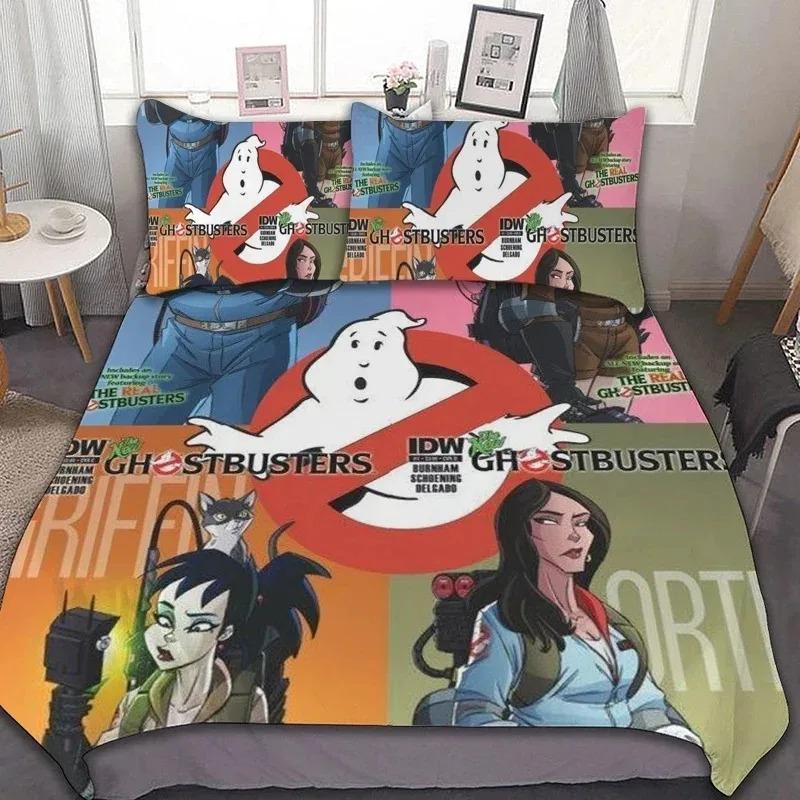 Sängkläder Set Ghostbusters Tryckt Full Storlek Täcke Säng mjuk varm Överkast Påslakan Örngott Set Vuxen Pojkar sängkläder