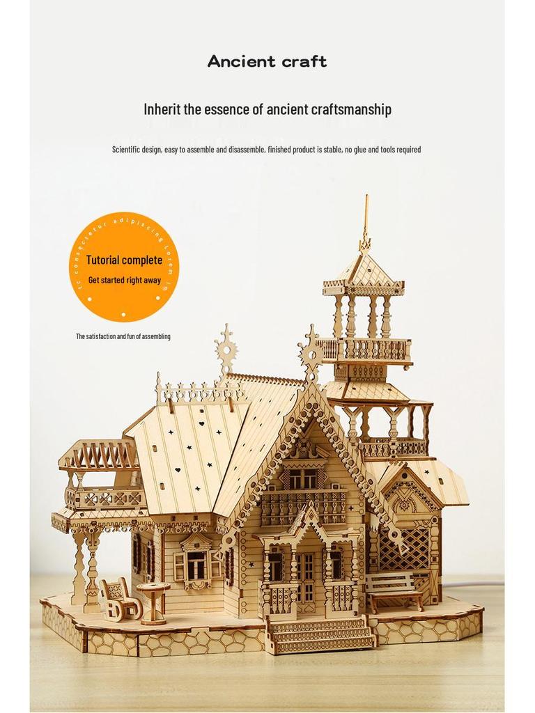 DIY 3D Wooden Puzzle: Creative Retro Villa Educational Toy