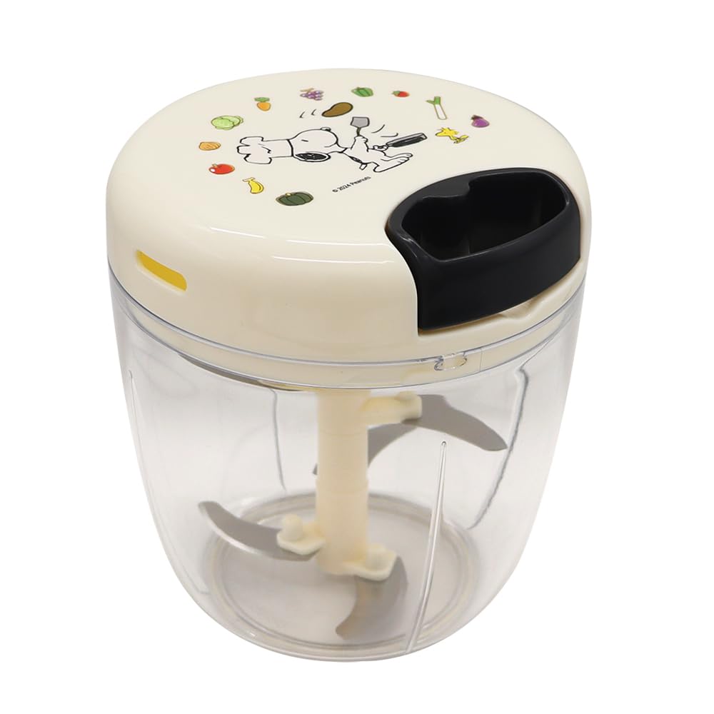 Snoopy Chopper Reinforced Chopper with Washable PEANUTS K&A Bum-Bum 900, Edition, 5-Blade Lid, BBC-SN09 (01.Chef (White/Black) [Tritan])