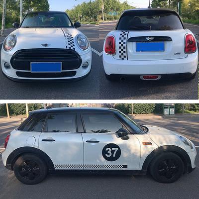 Autotür-Seitenstreifen-Aufkleber, Motorhaube, hinterer Kofferraum, Aufkleber, Checker-Dekoration, für MINI Cooper S F54 F55 F56 F60 R55 R56 R60