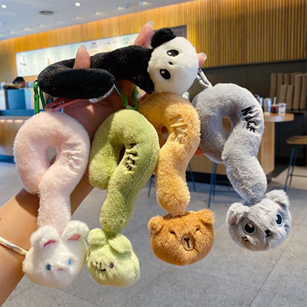 

Plush Panda Doll Keychain Soft Backpack Key Ring Question Mark Plush Car Pendant Lovers Style 3