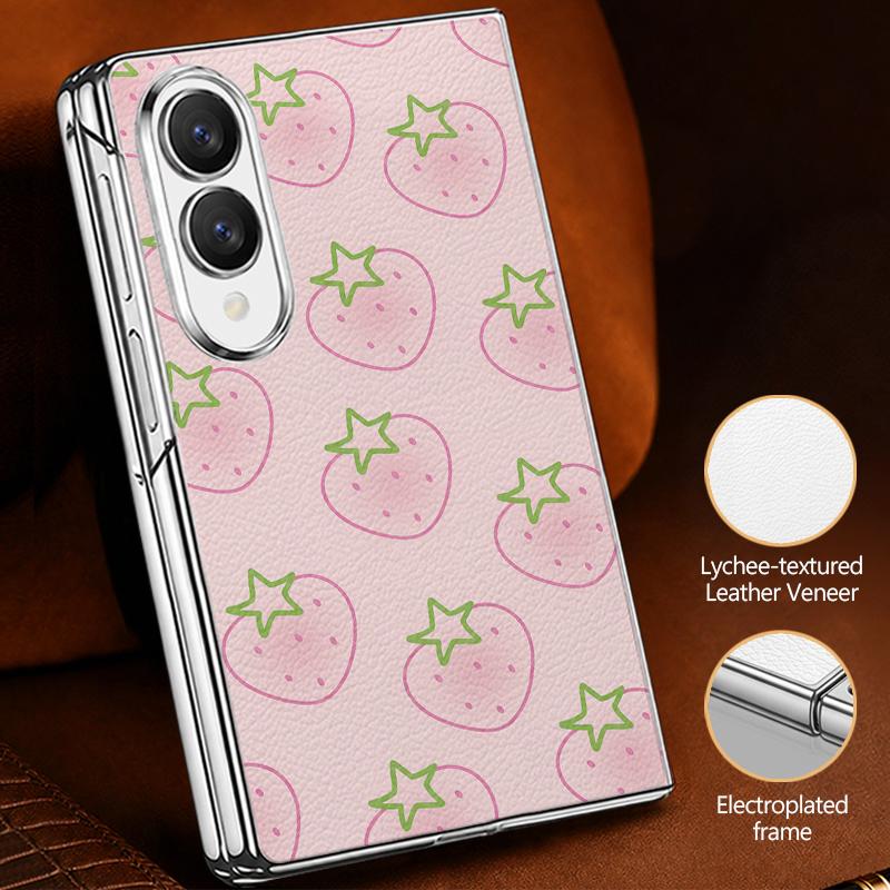 Tropical Leaf Floral Case For Samsung Galaxy Z Fold 8 Ultra 7 6 5 4 Z Fold8 Fold7 Fold6 Fold5 Luxury Plating Leather Skin Phone Cover